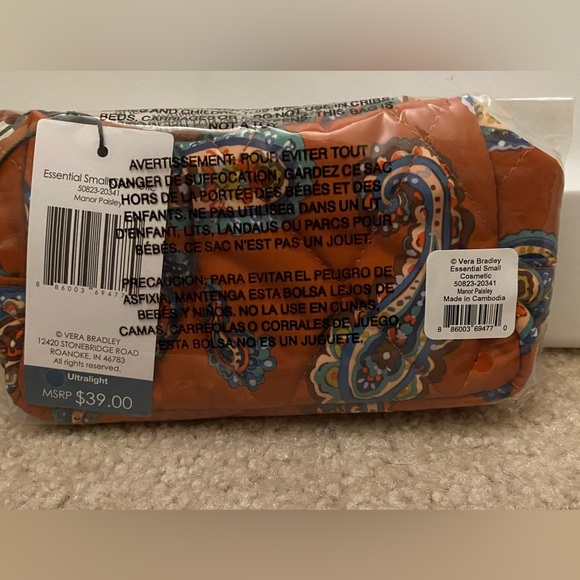 Vera Bradley Outlet Essential Small Cosmetic. “Manor Paisley”NWT - Picture 3 of 4